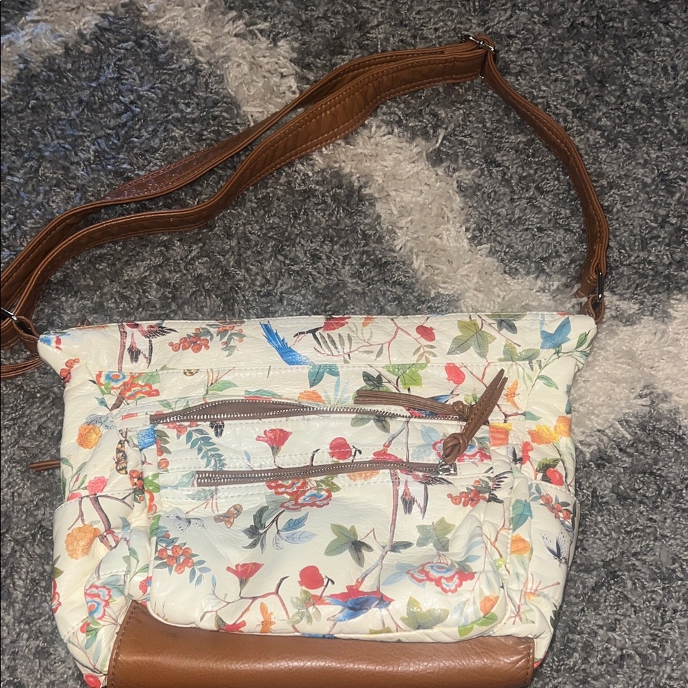 🌟 Bueno Multicolor Floral/Birds Crossbody Bag